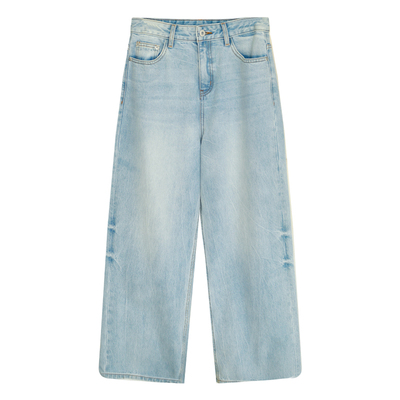 因由 士耳其进口新款时髦复古高腰宽松显瘦休闲水洗直筒牛仔裤女