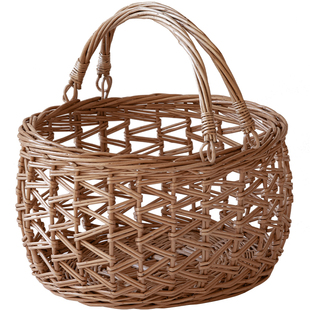 手工柳编编织收纳篮藤编收纳筐蔬菜水果鸡蛋手提篮置物篮镂空筐子