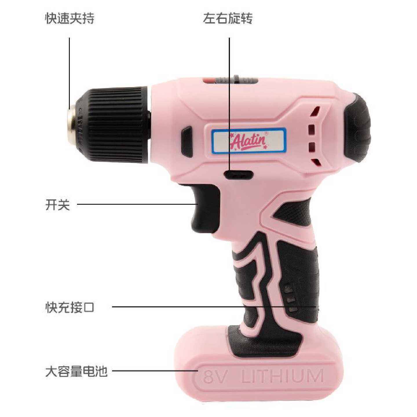 芭比粉多功能家用工具箱迷你锂电手钻电动螺丝刀维修工具打孔器