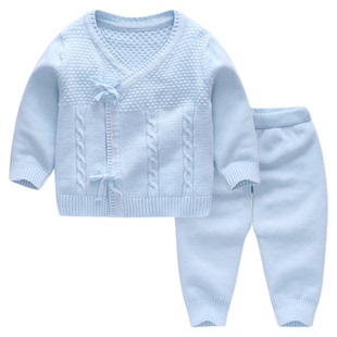 婴儿毛衣针织衫纱衣春秋新生儿宝宝打底开衫套装春装衣服线衣外套