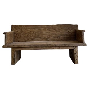 侘寂风实木沙发设计师款原木色长凳小户型沙发客厅家具酒店民宿