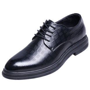 结婚皮鞋男内增高8cm冬季英伦西装真皮正装新郎商务休闲鞋增高6cm