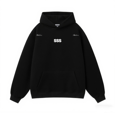 STA旗舰店美式潮牌字母连帽卫衣男女秋冬季重磅纯棉情侣黑色卫衣