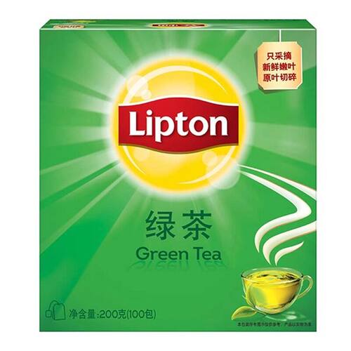 Lipton立顿绿茶茶包100包200g精选黄山/四川绿茶叶袋泡茶包 包邮