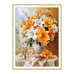 富贵百合十字绣2026年新款高级感客厅现代年轻人花卉手工刺绣花瓶