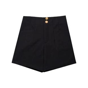2025新款春夏外穿弹力短裤女高腰黑色显瘦百搭A字西装加绒靴裤潮