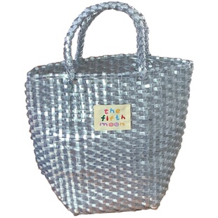 thefifthmoon可爱童趣布标重工金属感个性手工小众篮子托特包