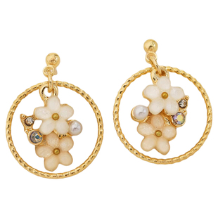 【自营】OSEWAYA花朵耳夹女日韩田园风珍珠圆形无耳洞灵动耳饰