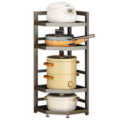 厨房三角置物架落地多层锅架多功能转角专用靠墙锅具电器收纳脚架