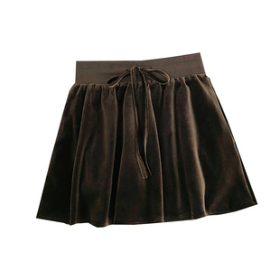 复古法式金丝绒半身裙女2025秋冬新款高腰显瘦防走光A字蓬蓬短裙