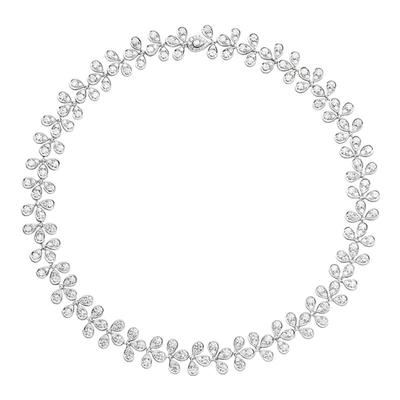 女镀白金镶锆石水滴满钻手链项链