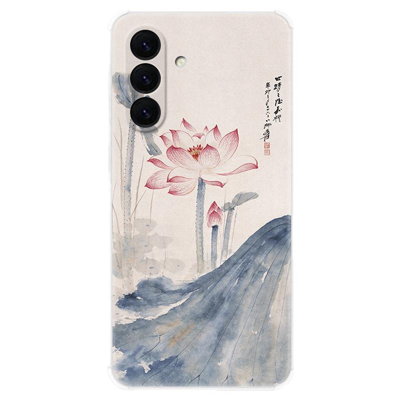 中国风荷花适用三星A56手机壳A55A54A53A52A36A35A34A33A26A16A15A14A06莲花小清新古风文艺女款软