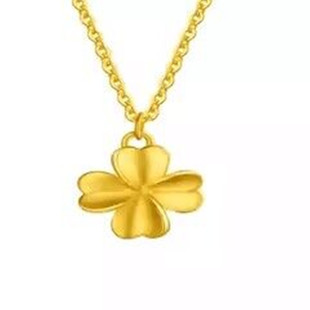 黄金项链女款999足金幸运四叶草吊坠5D硬金包银纯金O字颈链送女友