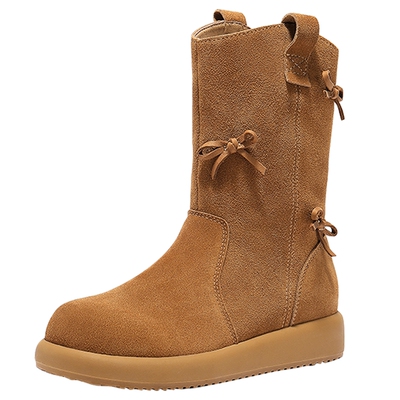 森达真皮复古废土风百搭西部靴