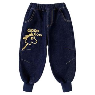 嘟嘟家童装儿童拜年服宝宝裤子加绒男童新年衣服女童休闲裤国风冬