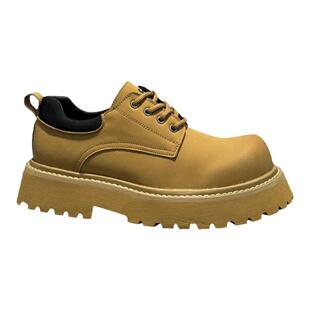 马丁靴男2024新款复古做旧德比鞋百搭厚底增高大头鞋低帮系带靴子