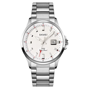 SKMEI时刻美男士手表钢带复古日历男款腕表石英表夜光防水商务潮