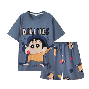 纯棉睡衣男款2026新款夏季薄款卡通青少年短袖短裤大码家居服套装