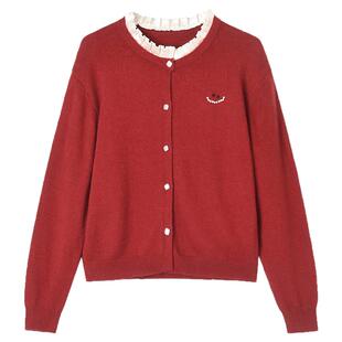 Outlets专柜撤柜正品 HZ冬装2025新款甜美可爱舒适羊毛开衫毛衣女