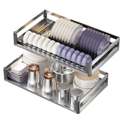 悍高304不锈钢抽屉式多层碗碟篮