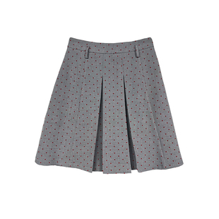 Punkhoo 秋季新款韩系百搭灰色百褶裙波点短裙女高腰设计感半身裙