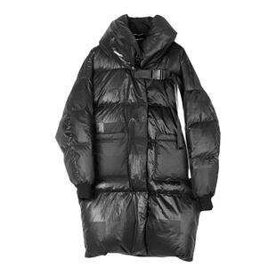 la pargay纳帕佳暗黑风连帽羽绒服女中长款黑色加厚保暖外套潮牌
