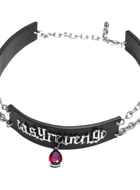 LosingBargain红宝石皮革项链