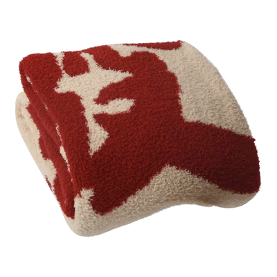 神气小鹿双面半边绒毛毯冬季保暖办公室午睡毯空调毯沙发披肩盖毯