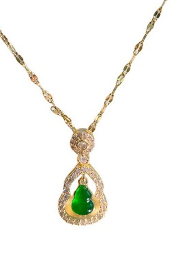 简约绿色葫芦钛钢锁骨链女