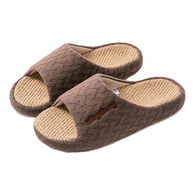 四季家居亚麻拖鞋男女款春夏季日式室内厚底凉拖鞋棉麻防臭木地板