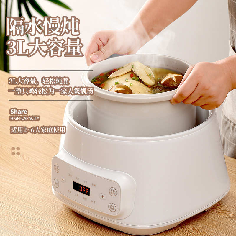 多功能炖盅隔水炖家用煲汤炖汤全自动陶瓷电炖盅大容量电炖锅3升