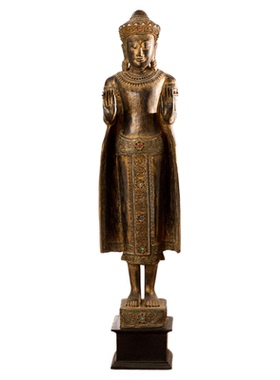 泰国木雕工艺品迎宾佛像摆件东南亚风格酒店会所餐厅门口欢迎人偶