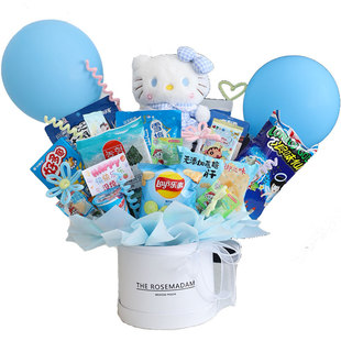 手工diy创意玩偶零食抱抱桶花艺包装材料包自制花束女友生日礼物