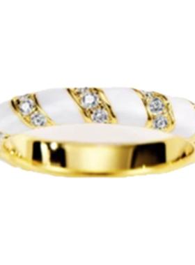 chinpin莫桑钻珐琅滴釉戒指