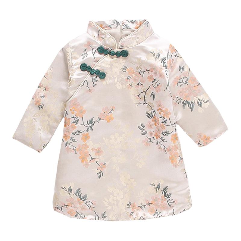 女童春秋旗袍汉服连衣裙女宝宝中国风唐装2-3-4-5-6岁民族风裙子1