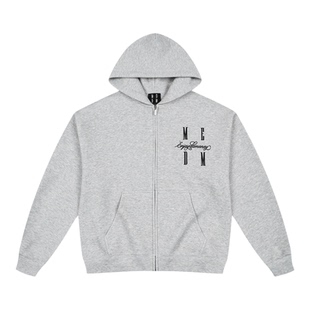 MEDM 字母刺绣空气层基础休闲拉链帽衫潮牌百搭通勤连帽情侣卫衣