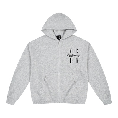 MEDM 字母刺绣空气层基础休闲拉链帽衫潮牌百搭通勤连帽情侣卫衣