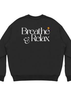 BreatheRelax呼吸放松 经典太阳logo标识 秋冬磨毛毛圈圆领卫衣