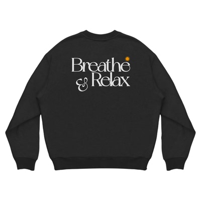 BreatheRelax呼吸放松 经典太阳logo标识 秋冬磨毛毛圈圆领卫衣