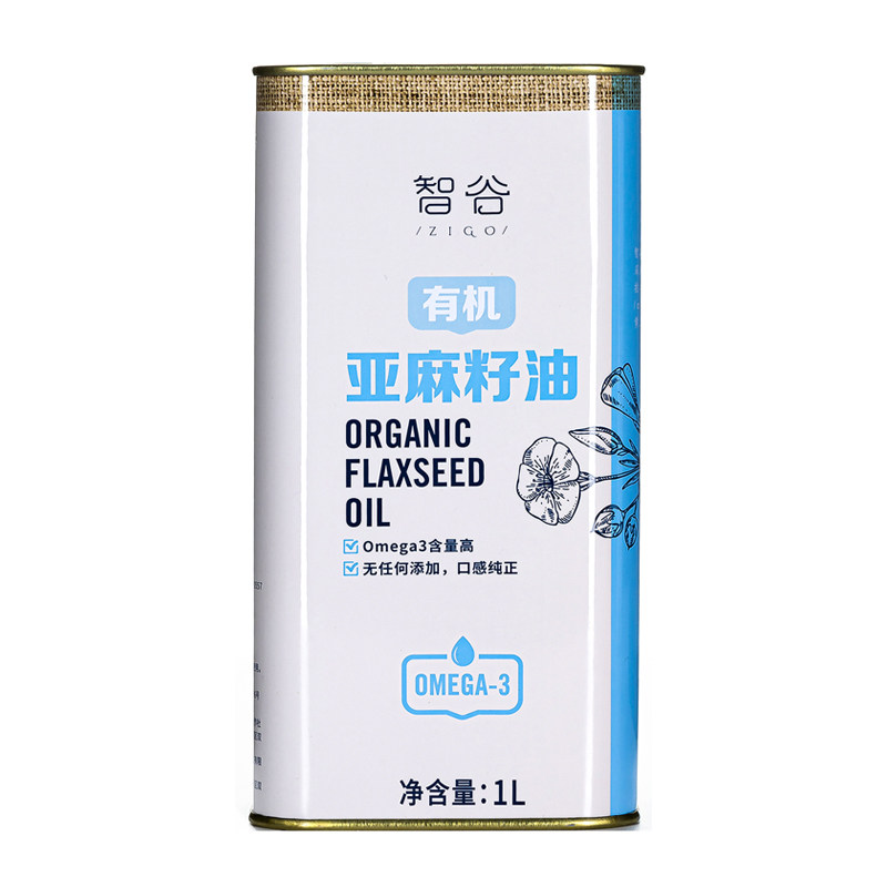 智谷有机初榨亚麻籽油1L清香食用油营养厨房家用儿童辅食搭配