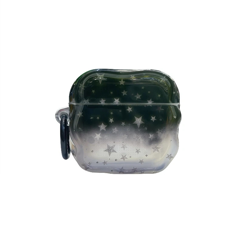 黑白渐变色星星适用苹果AirPodspro2耳机壳airpods2/3/4耳机保护套airpodspro3个性创意无线蓝牙波浪纹耳机壳