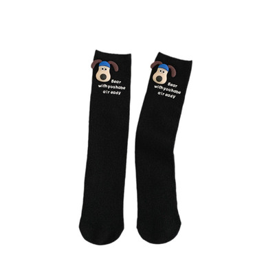 配洞洞鞋可爱立体小狗直筒堆堆袜