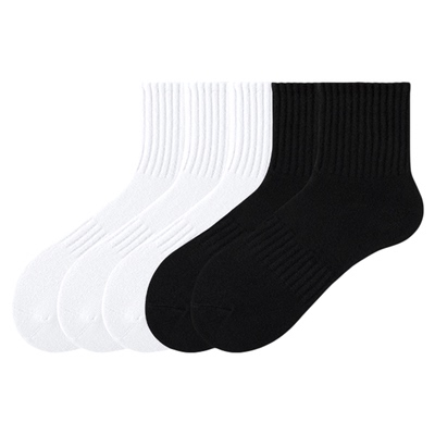 MENXX袜子男纯棉黑白中筒袜
