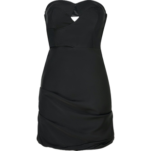 【折扣】RtA 女抹胸褶饰缎面迷你连衣裙小黑裙礼服裙