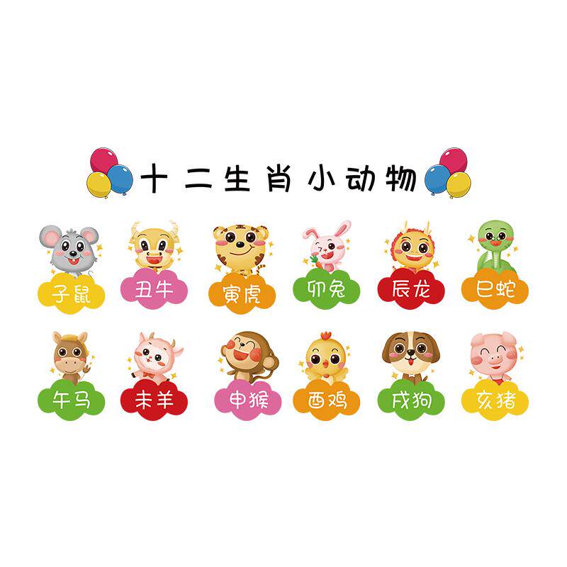 十二生肖主题文化墙贴幼儿园装饰
