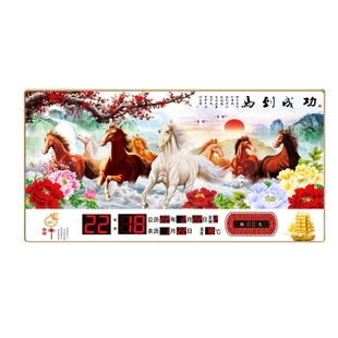 卫星自动新款万年历电子钟大字静音家用简约插电客厅日历壁挂钟表