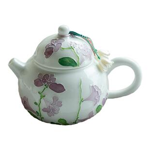 JOJO'S L. PD.Loose.手绘白瓷铃兰花茶壶陶瓷过滤手抓碗 | 松绑