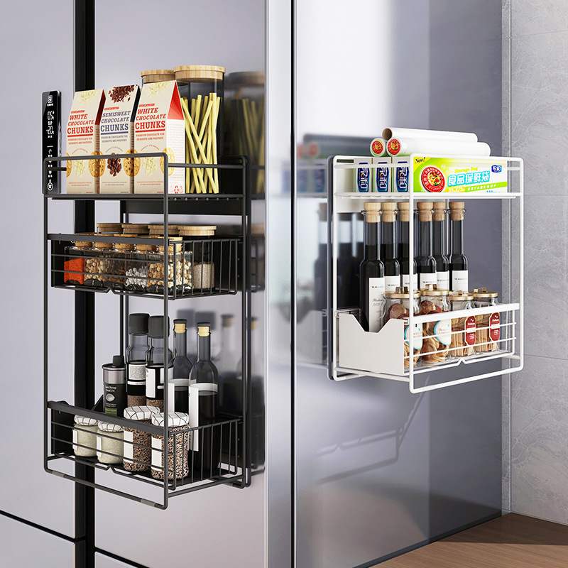 新品 铁艺磁吸冰箱架多功能磁吸洗衣机冰箱置物收纳架多层抽拉式