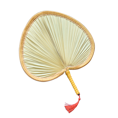 棕叶包边复古天然手摇扇子怀旧