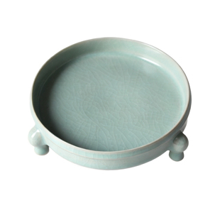 原产地寻天青汝窑清凉寺 仿古三足洗河南汝州汝窑瓷器茶盘壶承